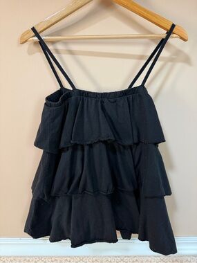 Black Tiered Spaghetti Strap Women's Top 100% cotton